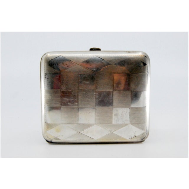 Metal Silver Cigarette Case with High Relief on the Lid and Gold Interior. For Sale - Image 7 of 9