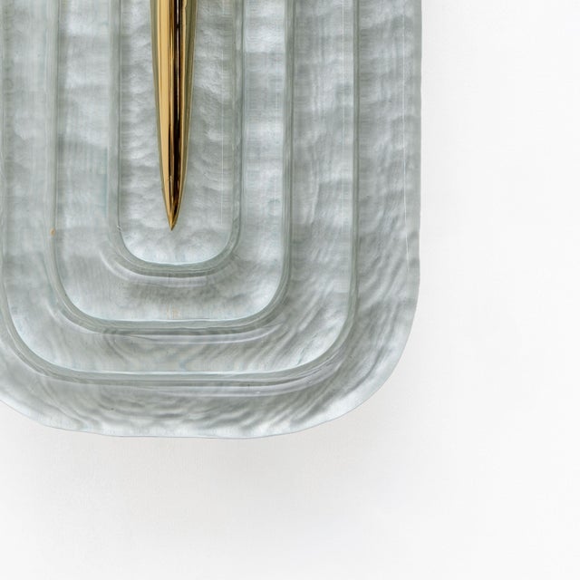 Modern Murano Glass Teal and Brass Sconces, Italy, 2000, Set of 2 For Sale - Image 6 of 9