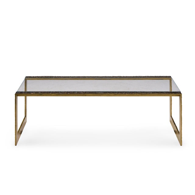 Thomas Pheasant for Baker Furniture Pompeii Bronzed Brass Coffee Table This coffee table measures: 52.25 wide x 24 deep x...