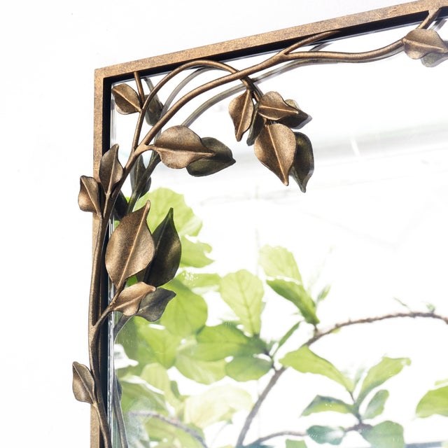 Brilliant Gold Graceful Leaf Mirror Wall Mirror For Sale - Image 4 of 10