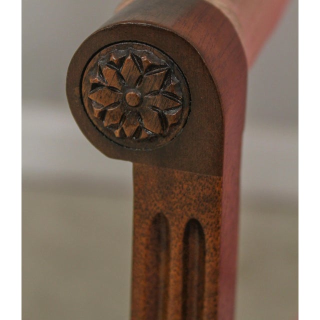 Brown Southwood Inlaid Solid Mahogany Federal Upholstered Armchair For Sale - Image 8 of 13