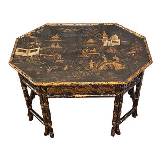 Lacquered Fretwork Chinoiserie Bamboo Tortoise Coffee Table For Sale
