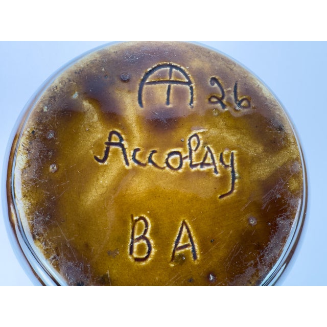 Mid-Century Accolay Crackle-Glaze Sculptural Vase, Signed b.a., France For Sale - Image 11 of 12