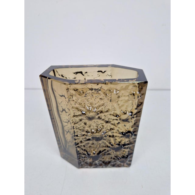 Glass Vintage Czech Art Cut Glass Vase by Václav Hanuš for Desná Glassworks, 1970s For Sale - Image 7 of 9
