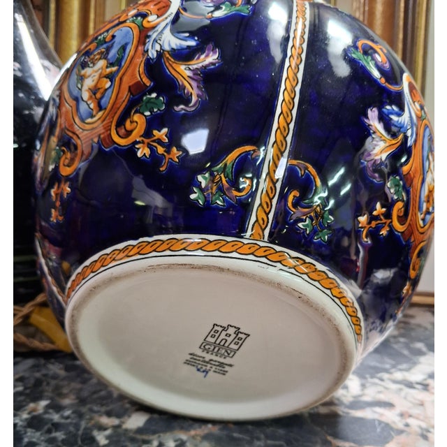 Renaissance Style Glazed Earthenware Cachepot with Heraldic Decoration from Gien For Sale - Image 6 of 8