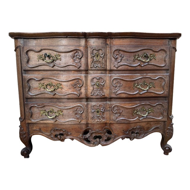Louis XV Style Chest of Drawers in Carved Oak, Nîmes, 1920s For Sale