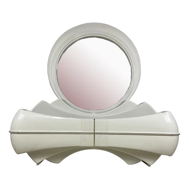 Space Age Style Chest of Drawers with Backlit Mirror in Wood and Fiberglass from DBM, 1960s For Sale