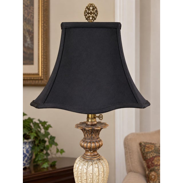 Late 20th Century Late 20th Century Cream Neoclassical Urn Table Lamps With Black Square Bell Shades - Pair For Sale - Image 5 of 10