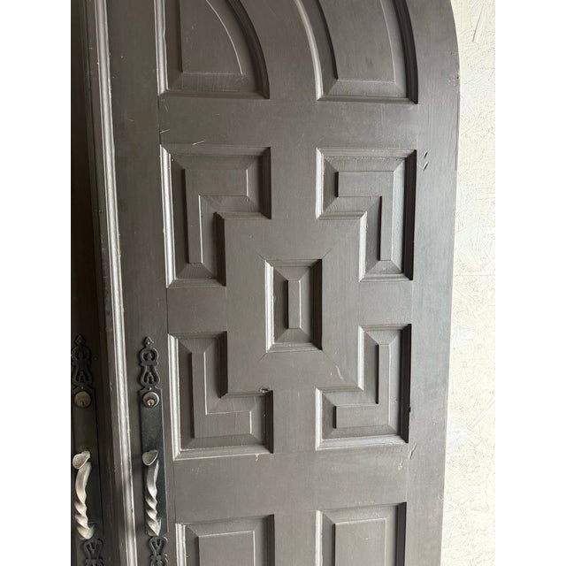 Ebony A Pair of Arched Paneled Church Doors For Sale - Image 8 of 12