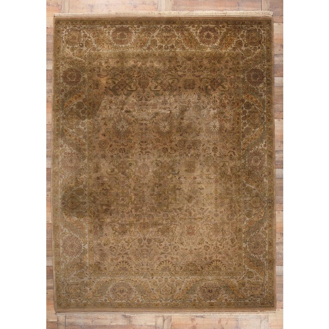 Vintage Earth-Tone Brown Indian Tabriz Rug, 09'03 X 12'03 For Sale - Image 9 of 9