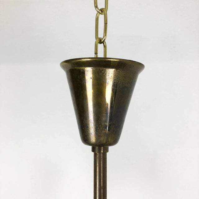 Large Italian Brass Hanging Chandelier Light Sconces in the Style of Stilnovo, 1950s For Sale - Image 16 of 18