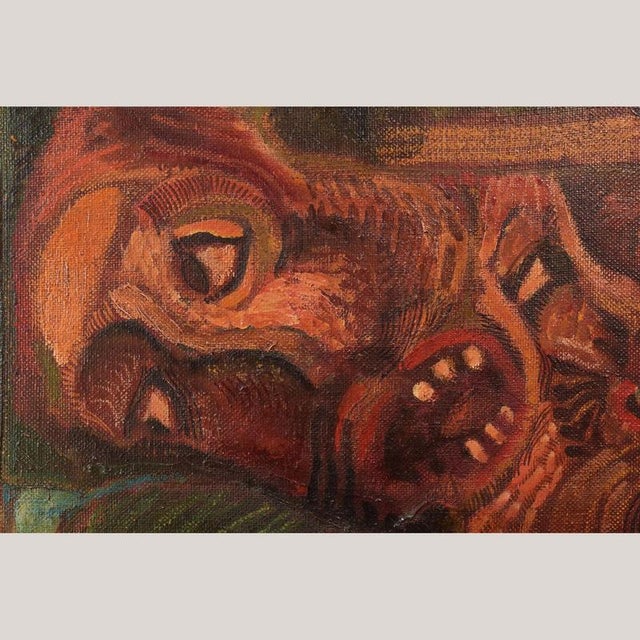 Gold Edmundo Iniesta, Couple at Lunch, 1972, Oil Painting on Canvas, Framed For Sale - Image 8 of 13