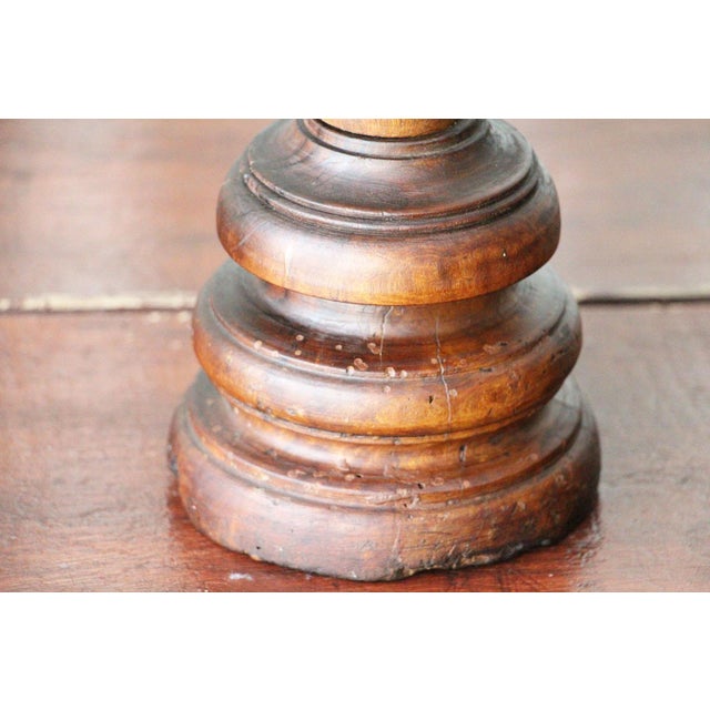 17th/18th Century Portuguese Carved and Turned Wood Candlesticks - a Pair For Sale - Image 11 of 13