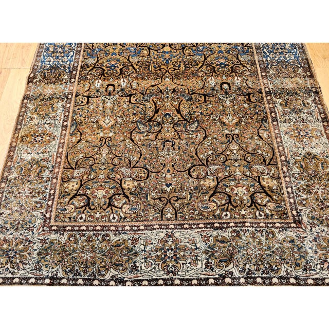 19th Century Persian Farahan Rug, Hand-Knotted Wool, Allover Floral Pattern, Camelhair & Blue, 5x7 For Sale - Image 18 of 18
