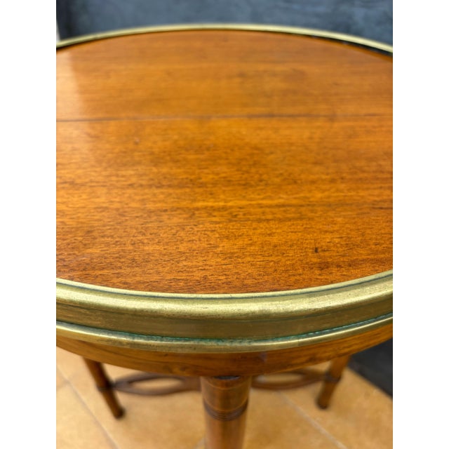 Wood French Louis XVI Style Gueridon Table with Brass Gallery, 1930s For Sale - Image 7 of 10