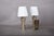 Mid-Century Modern Modernist 2-Light Wall Sconce in Brass-Toned Metal with White Pleated Shades, 1950s For Sale - Image 3 of 5