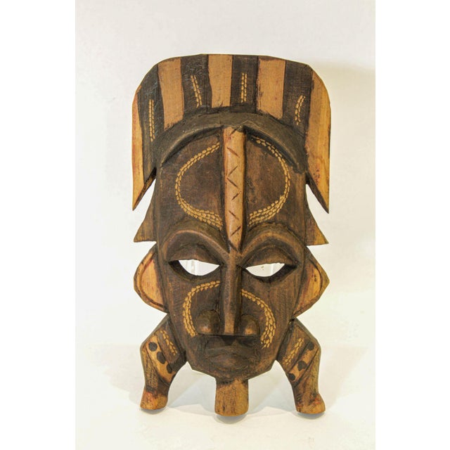 Wood African Ghana Wood Decorative Mask Wall Sculpture For Sale - Image 7 of 7