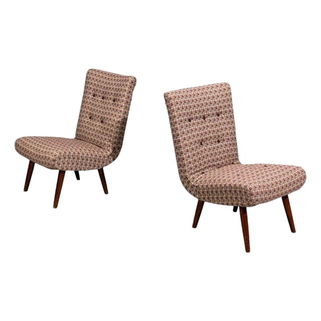 Swedish Modern, Slipper Chairs, Birch, Fabric, Sweden, 1940s For Sale