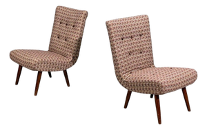 Swedish Modern, Slipper Chairs, Birch, Fabric, Sweden, 1940s
