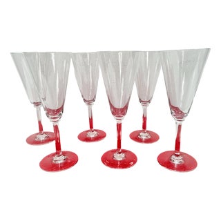 Vintage Dom Perignon Model Champagne Flutes from Baccarat, 1970s, Set of 6 For Sale