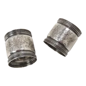 Oversize Antique American Victorian Sterling Silver Wedding Napkin Rings a Pair
