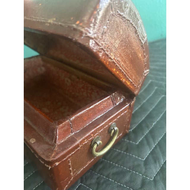 Wonderful antique Chinese leather-covered wooden box or document casket, believed to date to the late Qing to early...