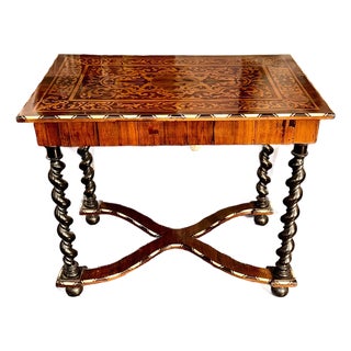19th C. Italian Inlaid Mahogany Side Table For Sale