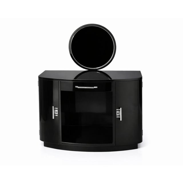 Wood Art Deco Black Lacquer Dressing Table with Mirror For Sale - Image 7 of 8