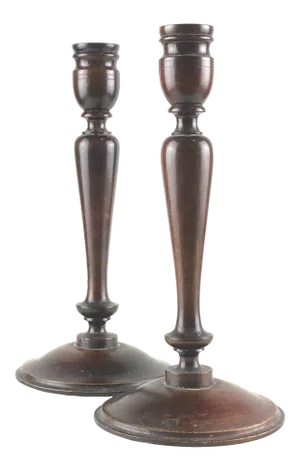 Late 19th Century English Mahogany Turned Wood Candlesticks - a Pair