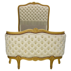 French Louis XV Style Padded Single Bed, Mid-20th Century