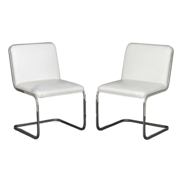 Brueton Chrome Cantilevered Chairs, Pair For Sale