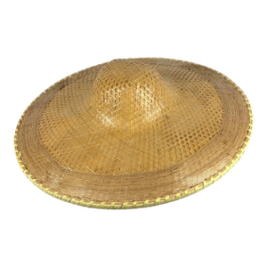 Vintage Bamboo Rattan Woven Farmer Hat Wall Art
