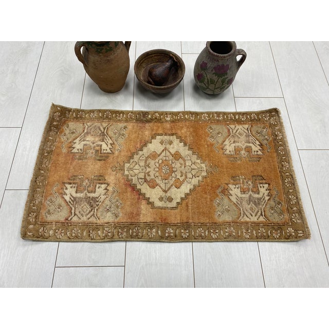 Turkish Oushak Handknotted Small Area Carpet For Sale - Image 3 of 5