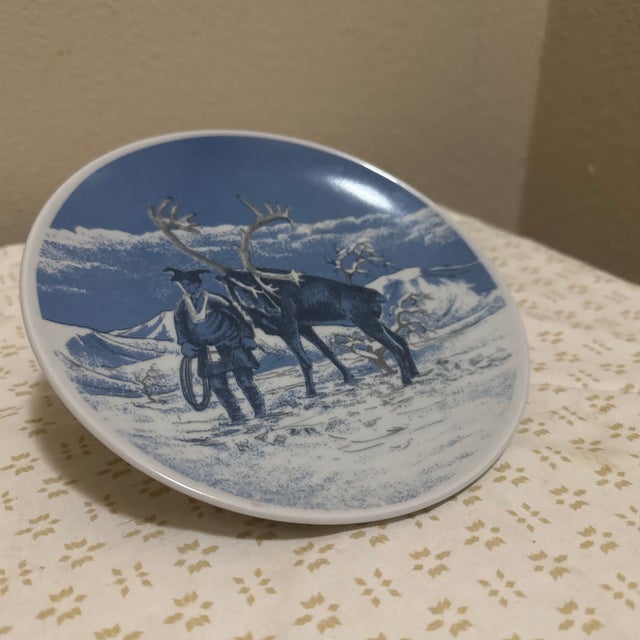 Mid-Century Modern 1970s Norway Decorative Porsgrund Antelope Scene Plate For Sale - Image 3 of 5