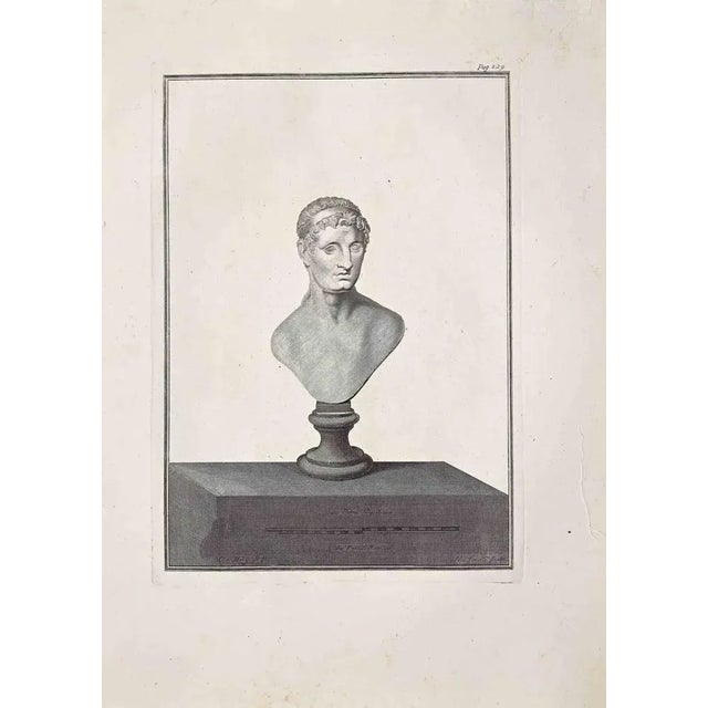 Ancient roman bust, original etching from the end of the 18th century, made by various old masters. Good condition. Units...