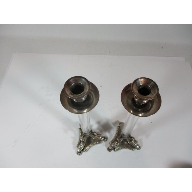 Vintage Lucite & Silverplate Sea Serpent Candle Holders- a Pair For Sale - Image 9 of 10