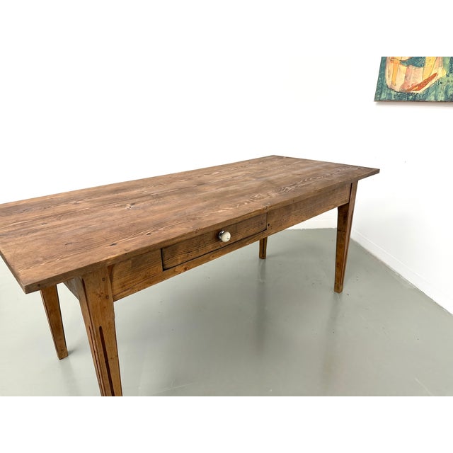Pine Farmhouse Table with Drawers and Fluted Legs, France, 1950s For Sale - Image 15 of 18