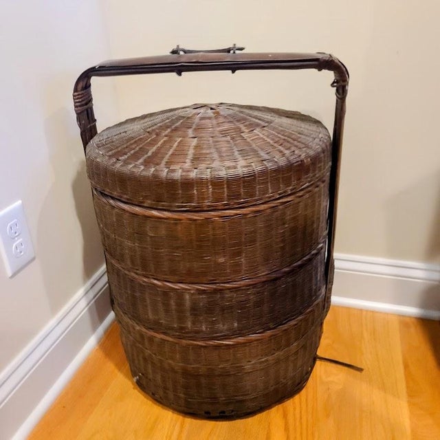 Early 20th Century Antique Chinese 3-Tier Betrothal Wedding Basket For Sale - Image 4 of 4