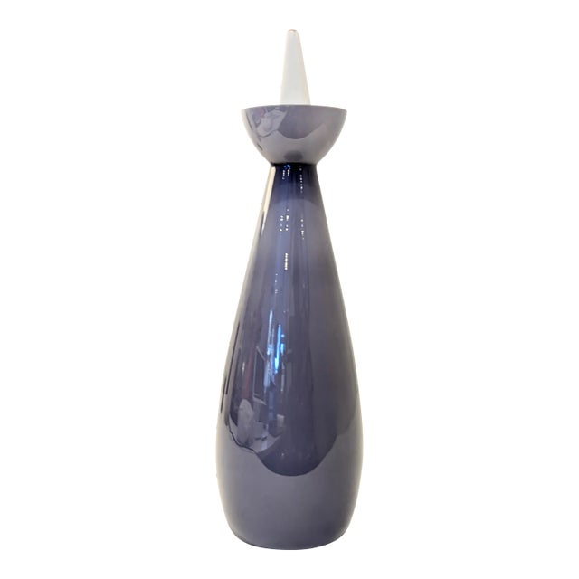 Jacob Bang Cased Glass Decanter | Lavender & White | Kastrup for Raymor, 1960 For Sale