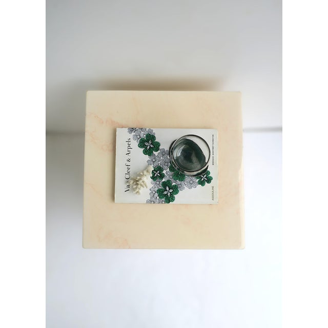 Pedestal Side Table Marble Look For Sale - Image 10 of 12