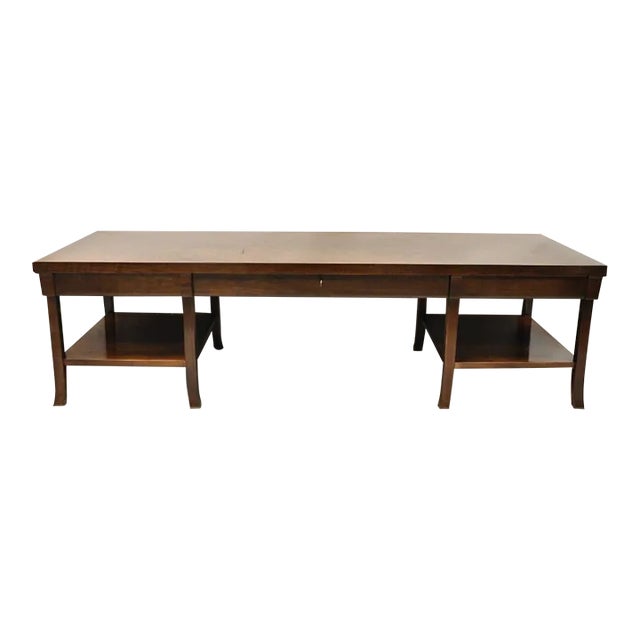 Bill Sofield for Baker Long Modern One Drawer Mahogany Coffee Table For Sale
