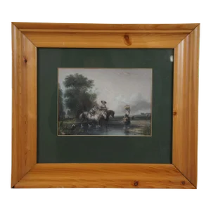 Antique Sir Augustus Wall Callcott Returning From Market Hand Colored Engraving