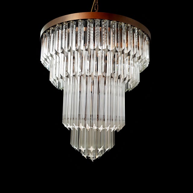 Vintage murano chandelier, venini style, 1970s. Beautiful, textured chandelier featuring handmade murano crystal prisms....