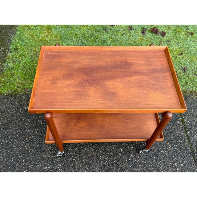 1960s Poul Hundevad for Domus Mid Century Danish Teak Expanding Serving Bar Cart, Attributed For Sale In Seattle - Image 6 of 8