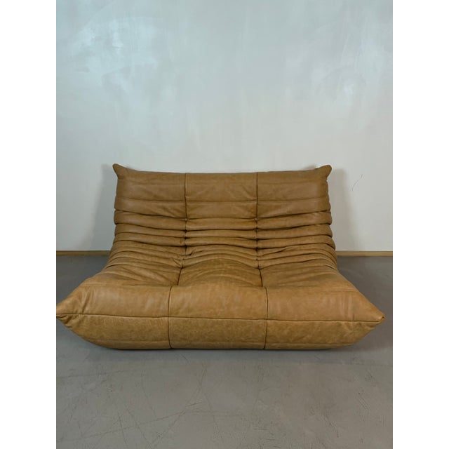 Togo Sofa in Camel Leather by Michel Ducaroy for Ligne Roset, Set of 5 For Sale - Image 6 of 14