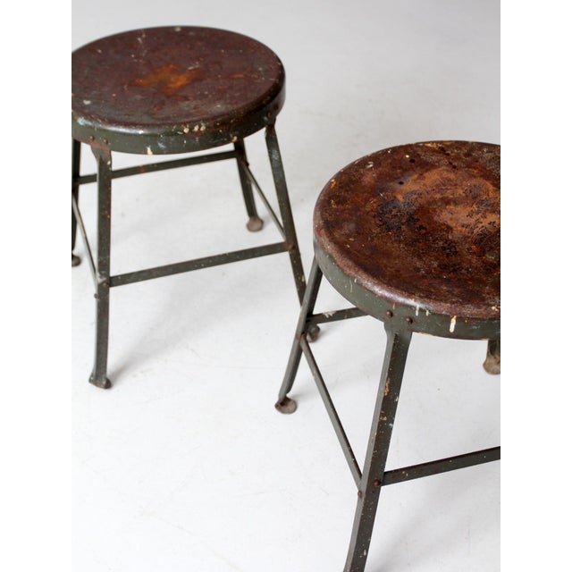 Vintage Industrial Stools Pair For Sale - Image 9 of 12