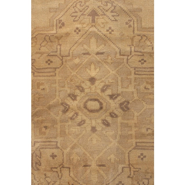 Hand Knotted Vintage Oushak Rug in Beige-Brown and Gray Medallion Pattern For Sale - Image 4 of 5