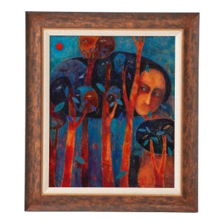 1980's Modern Oil On Canvas Abstract Painting For Sale