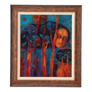 1980's Modern Oil On Canvas Abstract Painting