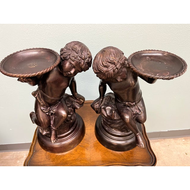 Pair of 1980s Bronze Neoclassical Statues For Sale - Image 11 of 12
